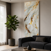 Panneau mural en PVC style moderne effet vague d'eau, panneau de fond TV, panneau UV, feuille de marbre, revêtement mural pour intérieur