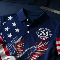 Polo à manches courtes pour homme avec motif d'aigle du drapeau américain, col rabattu, boutons, polo de golf pour la vente en gros, personnalisation OEM ODM