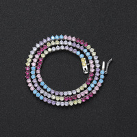 Chaîne de tennis à trois griffes de 3 mm, colorée, pour hommes et femmes, bijoux tendance à superposer