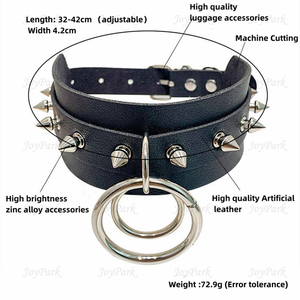 JoyPark 패션 펑크 록 고딕 스파이크 SM 초커 큰 O-라운드 내구성 하이 퀄리티 PU 가죽 스터드 리벳 칼라 목걸이 - Product Image 5