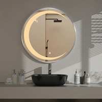Miroir de salle de bain intelligent rond illuminé moderne Tmall Genie avec cadre en aluminium HD LED IP65 pour le maquillage
