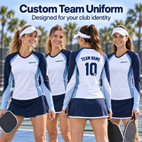 Kaos Anti-Bakteri UPF 50+ Lengan Panjang Pelindung Sinar Matahari 100% Poliester untuk Pickleball, Pakaian Tim Berkinerja Tinggi, Klub, OEM