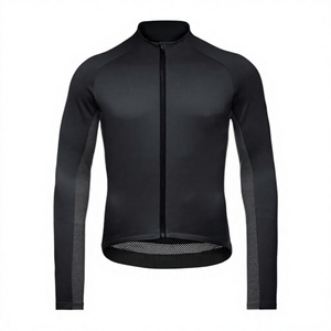 เสื้อปั่นจักรยานแขนยาวสีดำแบบซิปเต็มตัวทรงพอดีตัว - Product Image 2