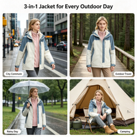 Veste polaire softshell réversible 3-en-1 pour femme, hiver automne, rayée, respirante, imperméable, coupe-vent, pour le camping en plein air, chaude
