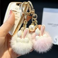 Vente chaude Mignon Furry Ball Bunny Voiture Porte-clés Pendentif Doux Coréen Inspiré En Peluche Jouet pour Poupée Sac Décoration
