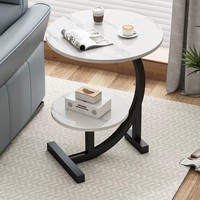 Table basse moderne et durable avec plateau en bois, table d'appoint circulaire double couche de luxe pour salon, idéale pour l'approvisionnement transfrontalier