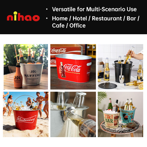 ถังน้ำแข็งโลหะชุบสังกะสีเกรดอาหาร NIHAO ขนาดใหญ่ 5 ลิตร สำหรับแชมเปญและเบียร์ พกพาสะดวกสำหรับตั้งแคมป์ปิกนิกกลางแจ้ง - Product Image 5