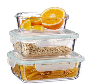 Professional p yrex storage box food container set with lid microwave glass lunch box