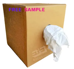 Low lint Used White T-shirt Recycled Textile Clips Cotton Waste Scrap Textile Waste Wiping Rags 100% Cotton Rags box of rag