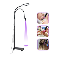 Lámpara de Anillo LED UV Profesional para Curado de Pestañas 2 en 1, Equipo de Salón de Belleza con Control de Pedal