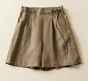 Shorts amples <span class=keywords><strong>taille</strong></span> haute élastique en coton et lin pour <span class=keywords><strong>femme</strong></span>, nouvelle collection été 2026, décontracté, <span class=keywords><strong>grande</strong></span> <span class=keywords><strong>taille</strong></span>, amincissant, avec logo - Product Image 5