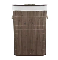 Panier à linge pliable en bambou, panier de rangement pour vêtements avec poignée en polyester