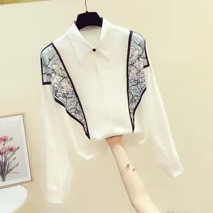 Ladies New Casual Loose Cotton Shirts Long Sleeve Women's Solid Color Blouse Shirt Top Blouses