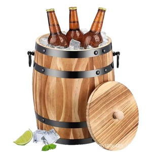 Seau à glace rond isolé en bois de 12 L pour fêtes de mariage et boissons à domicile - Product Image 1