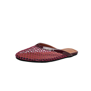 Sandales plates femme style pêcheur en tissu filet Geli, à enfiler, motif rayé ajouré, tendance mode estivale - Product Image 2