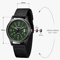 Montre de sport pour homme, boîtier en alliage, cadran numérique, étanche, chronomètre à quartz, style tendance, cadran de 40 mm, bracelet de 20 mm, bracelet en nylon avec boîte