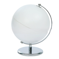 Globe terrestre blanc givré vierge avec base métallique, à personnaliser soi-même pour l'enseignement de la géographie