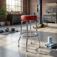 Tabouret de bar pivotant moderne rétro, structure en acier chromé, siège rembourré en cuir PU rond, rotation à 360 degrés, pour comptoir, maison, salle à manger