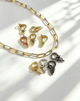 Fermoir mousqueton plaqué or noir rhodié en laiton/cuivre, pavé de zircone cubique multicolore, pour colliers et bracelets, accessoires de bijouterie