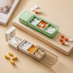 Boîte à médicaments portable avec dispositif de découpe pour trois repas par jour, boîte d'emballage de médicaments, mini distributeur de médicaments portable extractible - Product Image 3