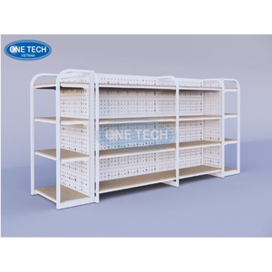 Étagères en bois avec structure en fer personnalisables / rayonnages gondoles Vietnam One Tech Wood Supermarket Rack, étagère perforée légère - Product Image 1