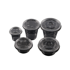 Gobelets jetables noirs en plastique à paroi simple, petits récipients premium pour condiments et sauces, idéaux pour salades et assaisonnements - Product Image 1