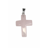 Polierter Edelstein-Kreuzanhänger in 17 Natürlichen Kristallvarianten, Silberfassung, Spiritueller Religiöser Schmuck-Charm