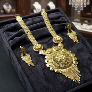 Wholesale 14K18K24K Micron Gold Plated Flower Wedding Traditional <b>Long</b> <b>Necklaces</b> Earrings Set Fashion Jewelry Brass Oro Joyeria - Product Image 2
