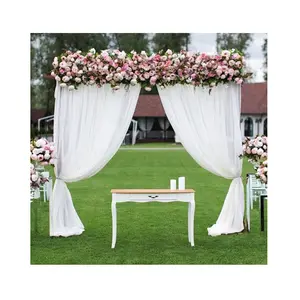 Tirai lengkungan pernikahan halaman putih latar belakang tipis Panel tirai kain sifon tirai untuk Arbor upacara pernikahan pesta