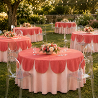 Nappe de table ronde festonnée personnalisée en gros pour mariage, baby shower, décoration de fête en extérieur