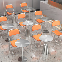 Table basse multifonctionnelle moderne et minimaliste en acier inoxydable pour bar, salon de thé, pâtisserie - Table carrée