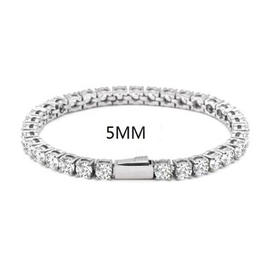Gelang Kuba Baja Anti Karat Custom Miami Mewah 3/4/5MM Bertabur Zirkon Buatan Tangan untuk Wanita, Gelang Tenis untuk Pernikahan - Product Image 4