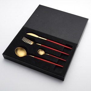 Bộ Đồ Dùng Bạc Nhà Hàng Chất Lượng Cao Bộ Dao Kéo Màu Đỏ Thép Không Gỉ Đồ Dùng Dẹt Màu Vàng Nhám Mờ Màu Hồng Bạc Sang Trọng - Product Image 4