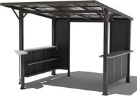 Gazebo de jardin avec toit rigide 10'x 10', gazebo de barbecue extérieur avec étagères de rangement, auvent permanent en acier galvanisé