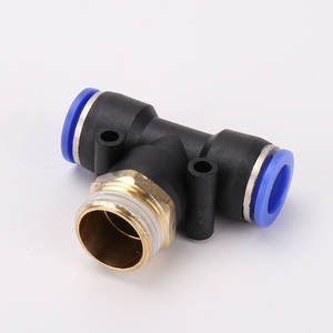 Raccord rapide à 4 points PB, type T, filetage externe, raccord pneumatique en cuivre, connexion rapide positive pour applications à filetage externe - Product Image 1