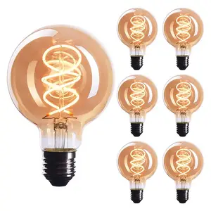Factory Directly Amber 120V E26 E27 G80 Led Spiral Filament Retro Edison Light Bulb