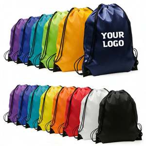 Wholesale Promotional Polyester Nylon <b>Drawstring</b> Bag 30cm Shop and <b>Backpack</b> Draw String Bags - Product Image 1