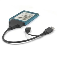 Cable USB 3,0 SATA, cable de alimentación USB 2,0 SATA Dual para disco duro SSD/HDD de 2,5 pulgadas, plástico PVC para transferencia de datos para ordenadores