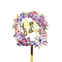 Grenzüberschreitender China INS-Stil UV-Farbdruck Acryl Kuchendekoration Partyzubehör Happy Birthday Schmetterling Cake Topper