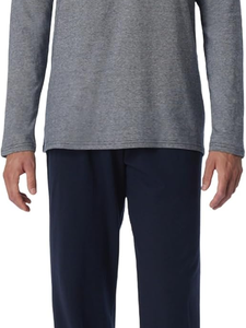 Schiesser <strong>Men's</strong> Long Sleeve Solid Pattern <strong>Pajamas</strong> with Buttons Nightwear Set Blue_159630 98 <strong>Tall</strong> - Product Image 1