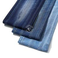 Tissu en denim jacquard bleu à couture horizontale, 80% coton, pour jeans, 10,5 oz, tissu en denim de haute qualité, vente en gros