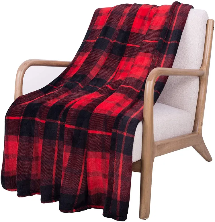 Buffalo Plaid Throw Blanket Soft Flannel Fleece Red Black Checker Plaid Impression de couverture en molleton