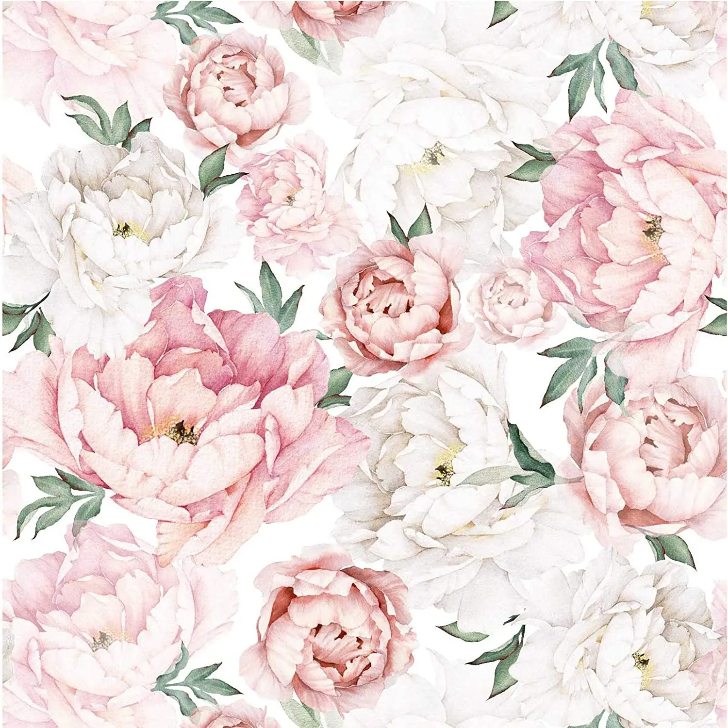 Floral Wallpaper/Wall Coating Peel and Stick Self Adhesive Removable Watercolor Floral Vinyl Flower Contact Paper for Home