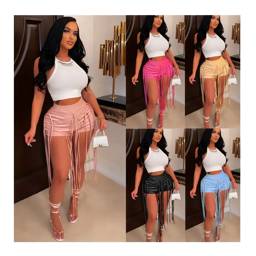 2023 New Arrival Sexy Women Summer Shorts High Quality Pu Leather Tassel Shorts for Women