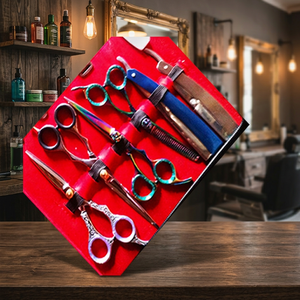 Ciseaux de coiffeur ASAP pour droitiers, manche long, technologie EMS, lames dentelées affûtées avec précision, acier inoxydable, fabrication industrielle - Product Image 1