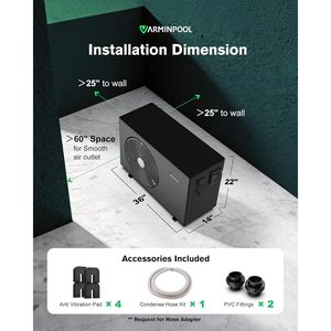 Pompe à chaleur pour piscine VARMINPOOL 30000 BTU 120V avec commande WiFi pour piscines hors sol jusqu'à 7000 gallons - Product Image 6