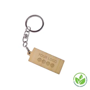 Porte-clés en bambou PORTRETT, merchandising durable - Product Image 1