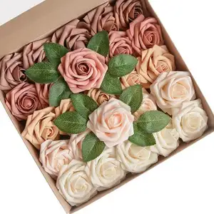 25pcs DIY Wedding Centerpieces Bouquets Decoration Foam Soap Roses Heads Artificial Flowers