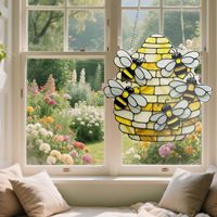 Décoration murale en verre teinté abeille - Panneau acrylique 2D à suspendre pour fenêtre, cadeaux d'anniversaire pour maman, grand-mère, tante, sœur, amoureuse des abeilles