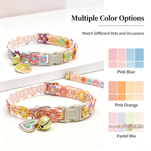 Collar de Encaje Colorido con Flores para Mascotas, Lindo Collar Decorativo con Campana, Accesorio de Collar Ajustable para Gatos y Perros Pequeños - Product Image 5